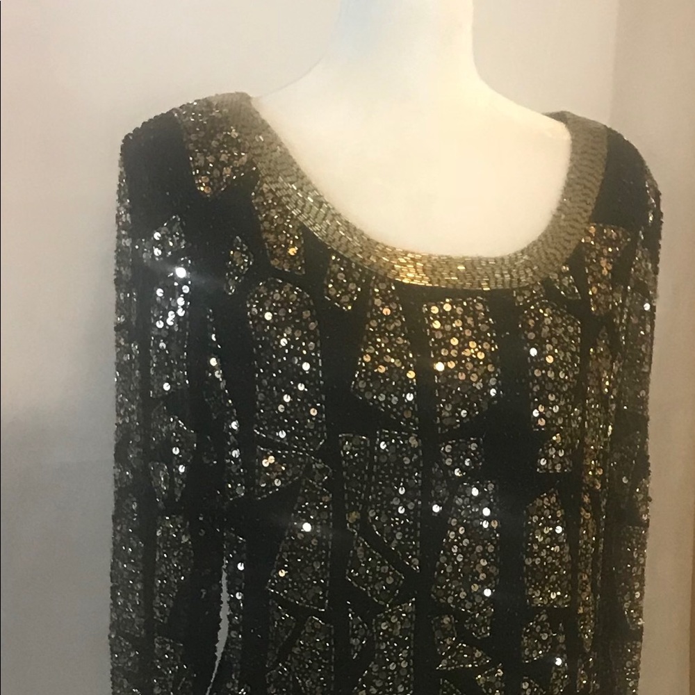 Black Tie Oleg Cassini Sequins Dress Vintage